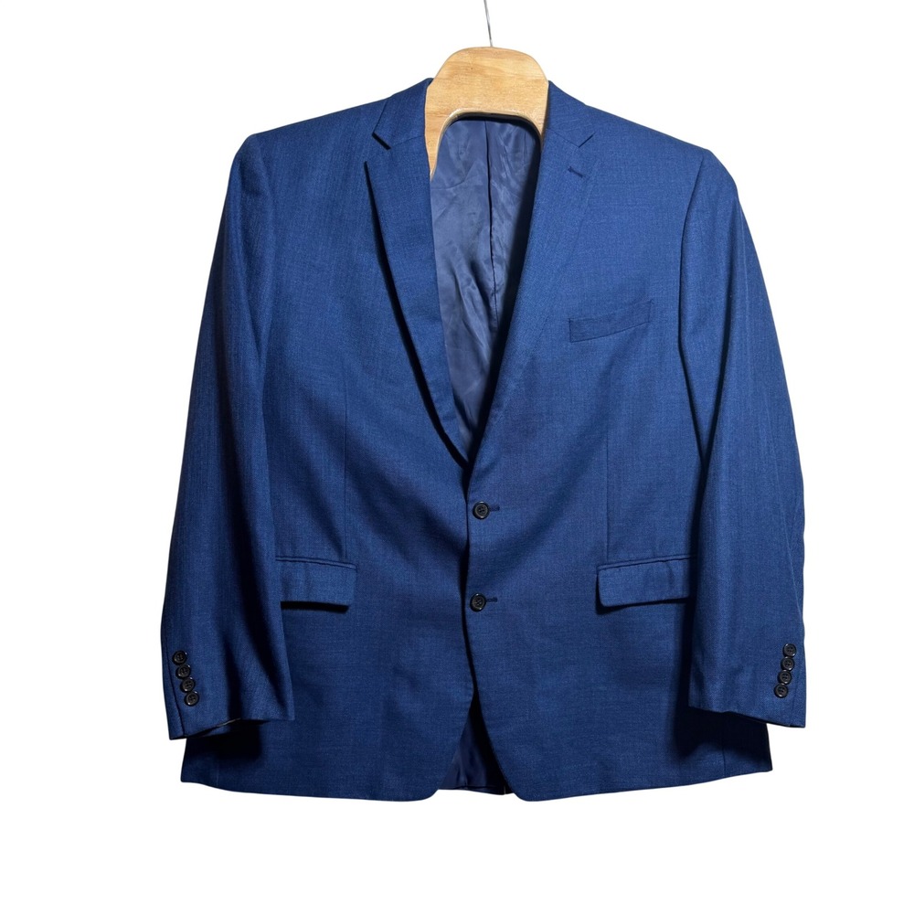 Lauren Ralph Lauren Mens Blue Linen Blend 2 Button Sport Coat Blazer 50L